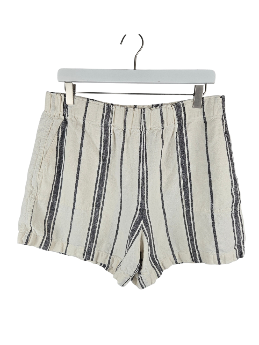 Faherty Big Sur 100% Linen Shorts Cream Navy Stripe Size Large